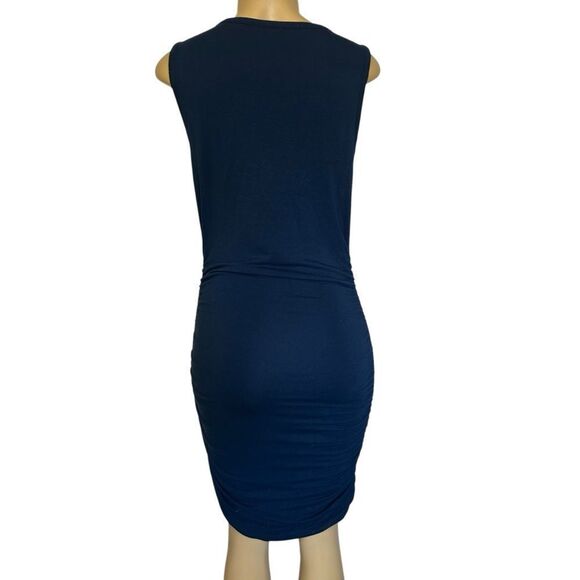 1.STATE Side-Ruched Jersey Tank navy Dress medium - Picture 3 of 5